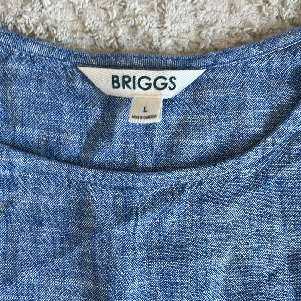 Briggs Ladies' Light Blue Tiered Linen Blend Sleeveless Dress - Picture 4 of 9